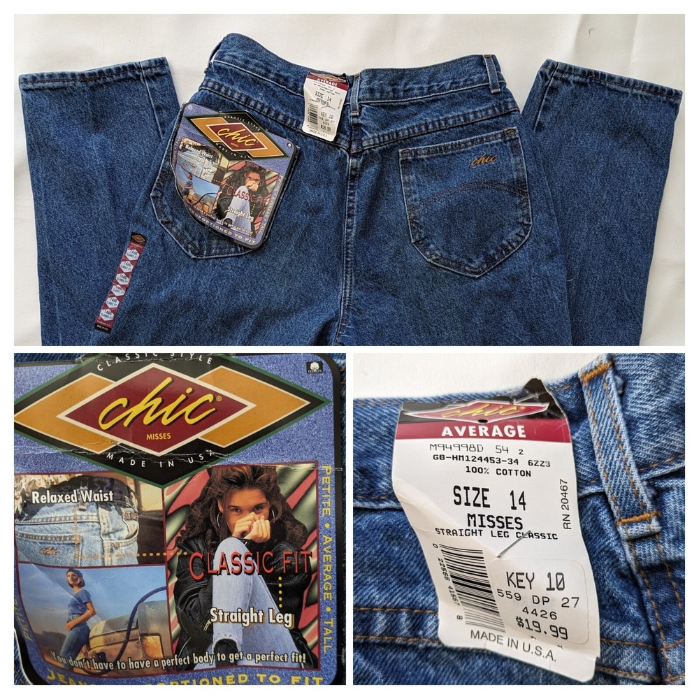 1990 Chic 14 AVG Classic Misses Cotton Mom Blue Jeans Cotton USA 29 x 30 NEW